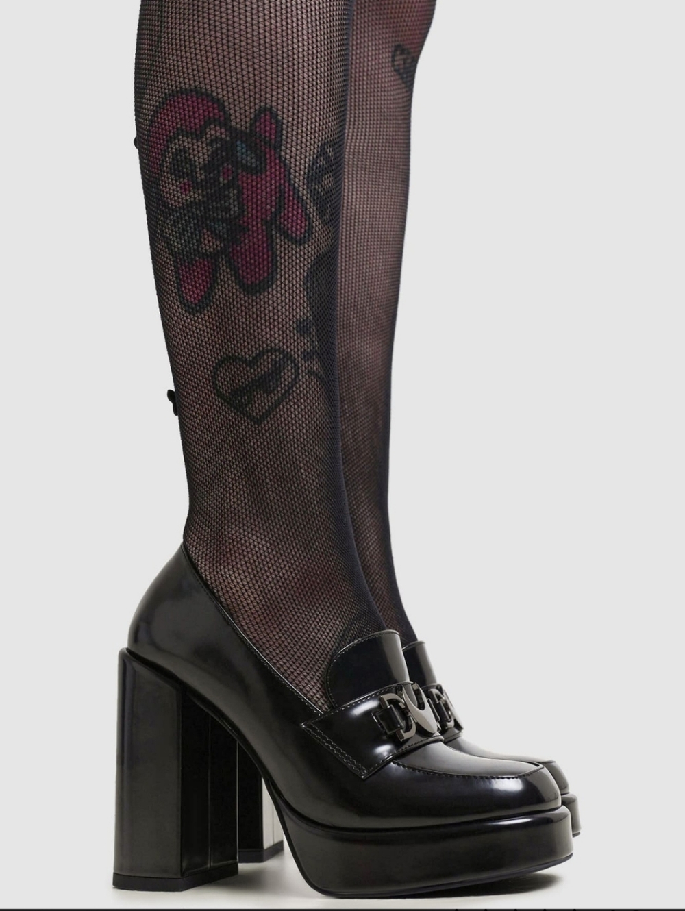 Killstar Black Patent Platform Loafer Heels - Picture 4 of 5